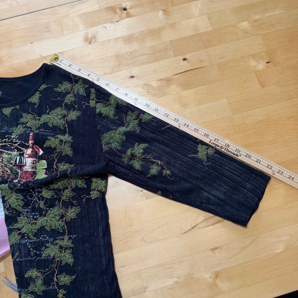 Northern Reflections Wine Country Vineyard Graphic Top Black Size XL Cottagecore - Picture 9 of 9